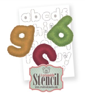 CARTAMODELLO STENCIL - ALFABETO STAMPATELLO MINUSCOLO
