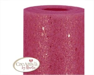 NASTRO TULLE GLITTEROSO CHERRY