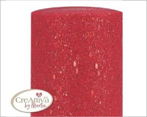 NASTRO TULLE GLITTEROSO ROSSO