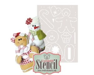 CARTAMODELLO STENCIL GINGER BREAD - PUPAZZO DI NEVE - MUFFIN - CANDYCANE - MERINGA - CUORE
