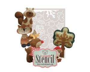 CARTAMODELLO STENCIL RENNA - CERBIATTO - SCOIATTOLO - VOLPE - ALBERO - FUNGO