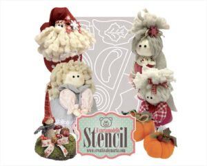 CARTAMODELLO STENCIL BAMBOLA BOING BOING - ANGELO - STREGA - BABB0 - RENNA - GNOMO - ZUCCA