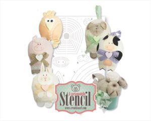 CARTAMODELLO STENCIL FIORE - MUCCA - PECORA - CONIGLIO - GALLINA - MAIALE