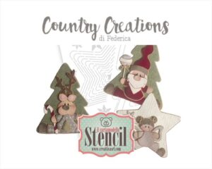 CARTAMODELLO STENCIL SET ALBERI E STELLE DIVERSE MISURE