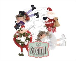 CARTAMODELLO STENCIL SERIE GAMBELUNGHE - BABBO - ELFO - STREGA - PATTINATRICE