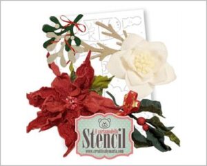 CARTAMODELLO NATALE FIORITO - STELLA DI NATALE E AGRIFOGLIO