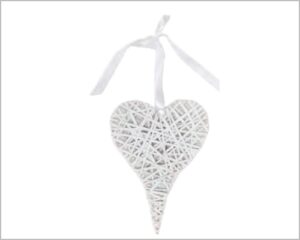 CUORE IN VITICCIO ALLUNGATO COLOR BIANCO 45 CM