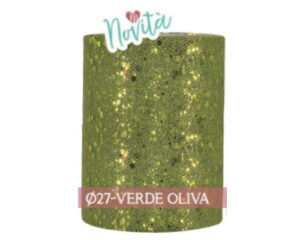 NASTRO TULLE GLITTEROSO - VERDE OLIVA