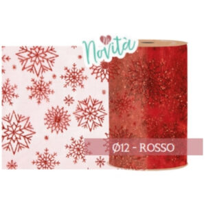 NASTRO D'ORGANZA CON FIOCCHI DI NEVE - ROSSO